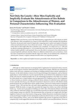 Not Only the Lonely—How Men Explicitly and Implicitly Evaluate the Attractiveness of Sex Robots in Comparison to the Attractiv