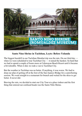 Santo Nino Shrine in Tacloban, Leyte: Before Yolanda
