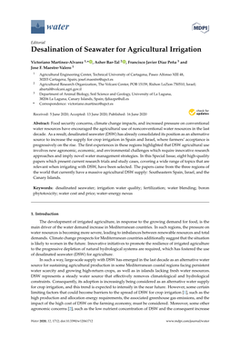 Desalination of Seawater for Agricultural Irrigation