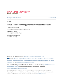 Virtual Teams: Technology and the Workplace of the Future