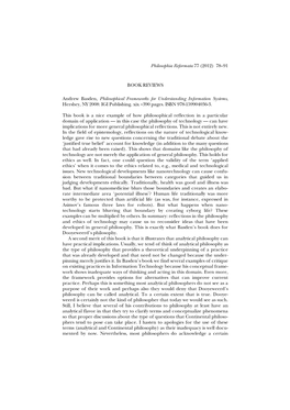 Philosophia Reformata 77 (2012) 78–91 BOOK REVIEWS Andrew