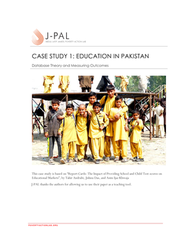 Case Study 1: Education in Pakistan