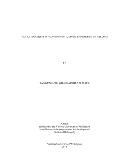 Ngā Pā Harakeke O Ngati Porou: a Lived Experience of Whānau