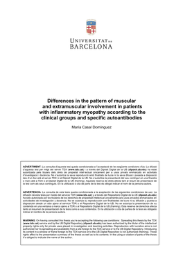 Differences in the Pattern of Muscular and Extramuscular Involvement In