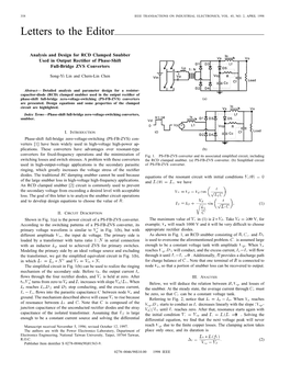 Analysis and Design for RCD Clamped Snubber Used in Output Rectiﬁer of Phase-Shift Full-Bridge ZVS Converters