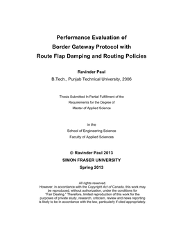 Performance Evaluation of Border Gateway Protocol with Route Flap Damping and Routing Policies