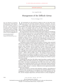 Management of the Difficult Airway