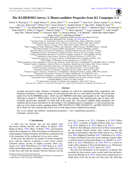 The K2-HERMES Survey. I. Planet-Candidate Properties from K2 Campaigns 1–3