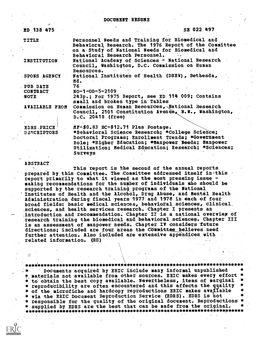 Small and Broken Type in Tables AVAILABLE Fromcommission on Human Resources, Rational Research Council, 2101 Constitution Aven N.V., Washington, D.C