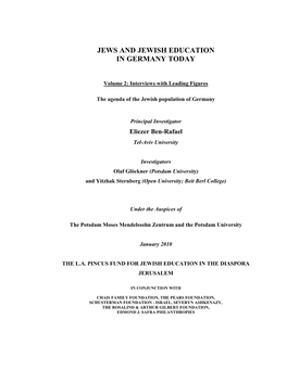 Jews, Jewish Life and Jewish Education