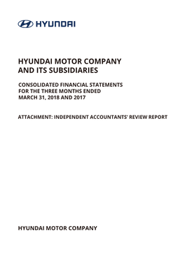 Hyundai Motor Company and Its Subsidiaries