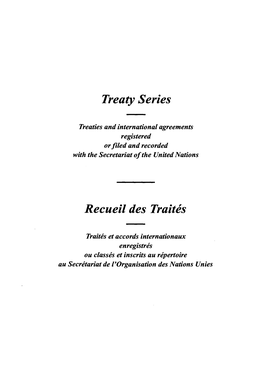 Treaty Series Recueil Des Traitis