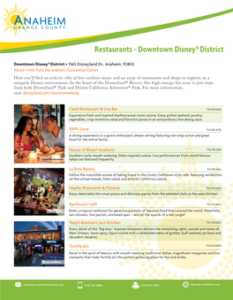 Restaurants - Downtown Disney® District