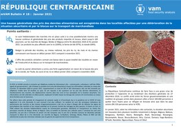 RÉPUBLIQUE CENTRAFRICAINE Mvam Bulletin # 18 : Janvier 2021