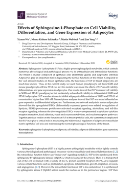 Effects of Sphingosine-1-Phosphate on Cell Viability, Differentiation, And