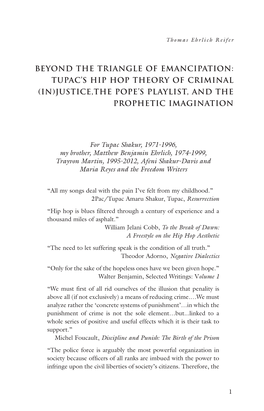 Beyond the Triangle of Emancipation: Tupac's Hip Hop Theory of Criminal