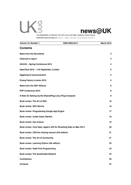 News@UK the Newsletter of UKUUG, the UK’S Unix and Open Systems Users Group Published Electronically At