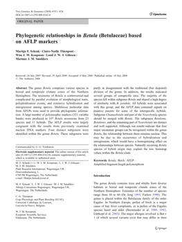 Phylogenetic Relationships in Betula (Betulaceae) Based on AFLP Markers