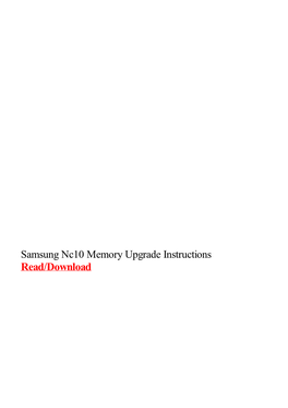 Samsung Nc10 Memory Upgrade Instructions