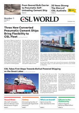 Three New Converted Pneumatic Cement Ships Bring Flexibility to CSL Fleet by Emily Pointon
