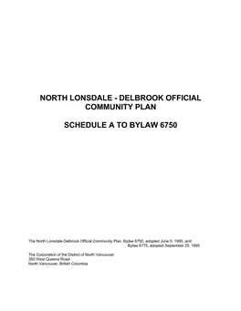 North Lonsdale - Delbrook Official Community Plan