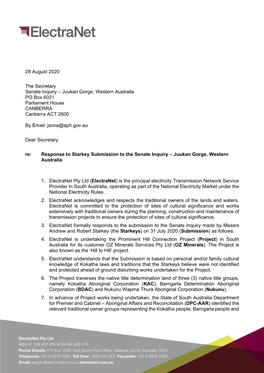 28 August 2020 the Secretary Senate Inquiry – Juukan Gorge, Western