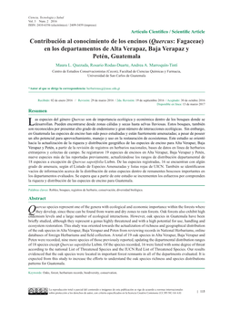 Contribución Al Conocimiento De Los Encinos (Quercus: Fagaceae) En Los Departamentos De Alta Verapaz, Baja Verapaz Y Petén, Guatemala Maura L