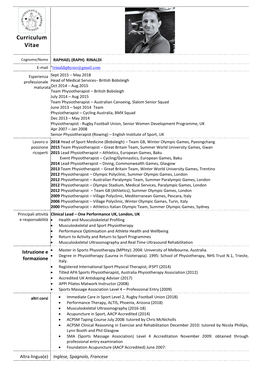 Format Sintetico Di Curriculum Vitae