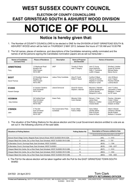 Notice of Poll