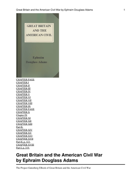 Great Britain and the American Civil War by Ephraim Douglass Adams 1