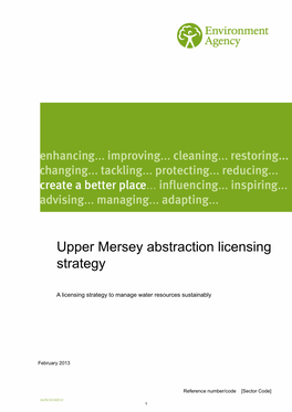 Upper Mersey Abstraction Licensing Strategy