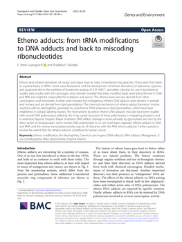 From Trna Modifications to DNA Adducts and Back to Miscoding Ribonucleotides F