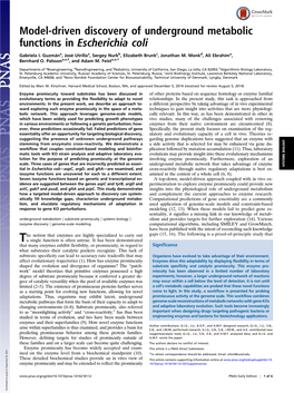 Model-Driven Discovery of Underground Metabolic Functions in Escherichia Coli