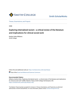 Exploring Internalized Racism : a Critical Review of the Literature and Implications for Clinical Social Work