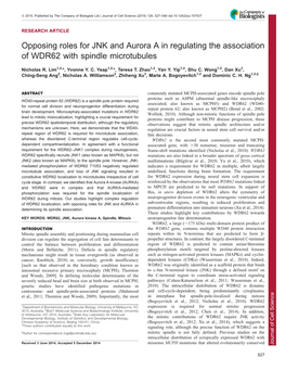 Opposing Roles for JNK and Aurora a in Regulating the Association Of