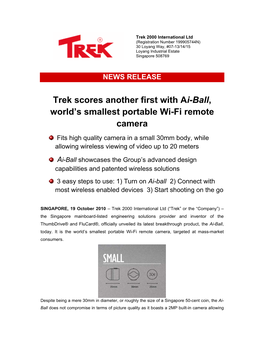 Trek Scores Another First with Ai-Ball, World's Smallest Portable Wi-Fi