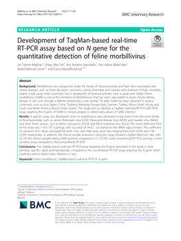 Development of Taqman-Based Real-Time RT-PCR Assay Based On