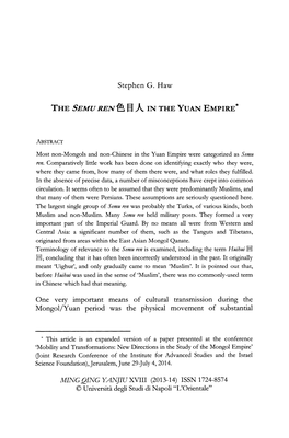 Stephen G. Haw the SEMU RENT5 § a in the YUAN EMPIRE* One