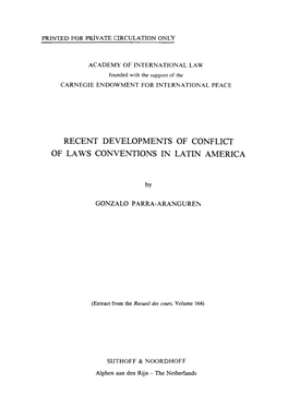 Recent Developments of Conflict of Laws Conventions in Latin America