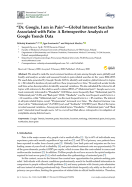 Global Internet Searches Associated with Pain: a Retrospective Analysis of Google Trends Data