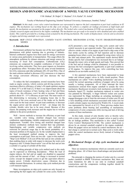 Design and Dynamic Analysis of a Novel Valve Control Mechanism