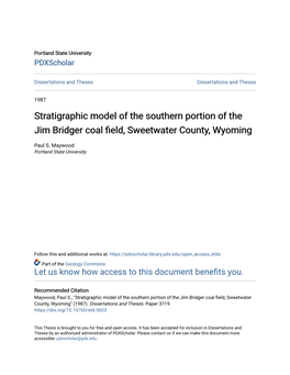 Stratigraphic Model of the Southern Portion of the Jim Bridger Coal Field, Sweetwater County, Wyoming