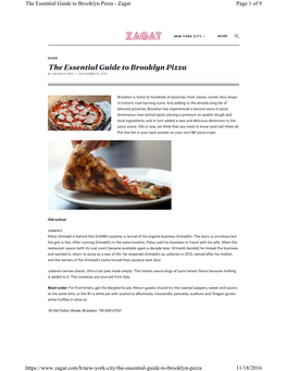 The Essential Guide to Brooklyn Pizza - Zagat Page 1 of 9