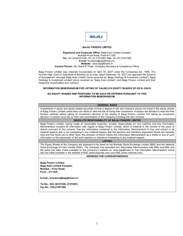 Information Memorandum for Listing of 144,683,510 Equity Shares of Rs.5/- Each