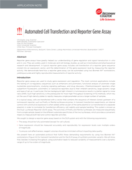 Automated Cell Transfection and Reporter Gene Assay