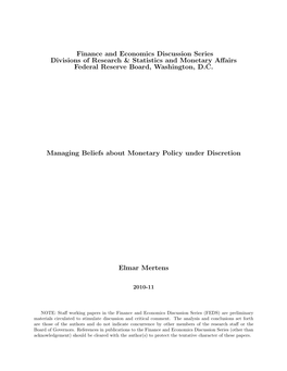 Managing Beliefs About Monetary Policy Under Discretion