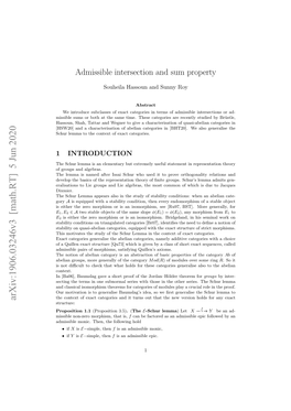 Admissible Intersection and Sum Property