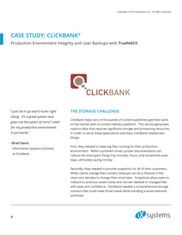 CASE STUDY: CLICKBANK® Production Environment Integrity and User Backups with Truenas®