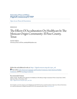 The Effects of Acculturation on Healthcare in the Mexican-Origin Community