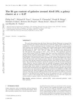 The Hi Gas Content of Galaxies Around Abell 370, a Galaxy Cluster at Z = 0.37